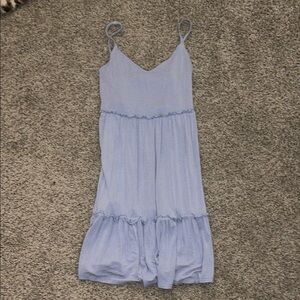 Pink Rose Blue Chemise with Ruffle Details